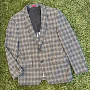John Varvatos Men’s Deconstructed Sports Coat Peak Label Plaid Soft Blazer 40R